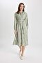 Shirt Collar Pattern Aerobin Long Sleeve Belted Midi Dress C2501Ax24Sm - 5
