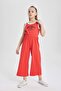 Girl's Printed Ribbed Camisole Sleeveless Long Jumpsuit B4878A824SM - 3