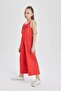 Girl's Printed Ribbed Camisole Sleeveless Long Jumpsuit B4878A824SM