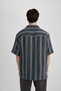 Relax Fit Apache Collar Striped Short Sleeve Shirt B6563ax24sm - 8