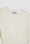 Regular Fit Crop Buttoned V-Neck Knitwear Cardigan A2076Ax24Sp - 7