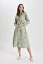 Shirt Collar Pattern Aerobin Long Sleeve Belted Midi Dress C2501Ax24Sm - 3