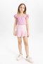 Girl's Pleated Gabardine Shorts Skirt B2999A824Sp - 4