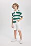 Oversize Wide Fit Striped Printed Short Sleeve Polo T-Shirt Boys B9514A824Sm - 2