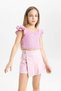 Girl's Pleated Gabardine Shorts Skirt B2999A824Sp - 5