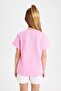 Girls' Crew Neck Printed Short Sleeve T-Shirt B5123A824Sm - 5