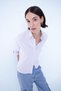 Oversize Wide Fit Striped Collar Bead Detail Oxford Long Sleeve Shirt B9322Ax24Sp