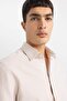 100% Cotton Slim Fit Polo Collar Honeycomb Textured Long Sleeve Shirt B6476Ax24Sp - 4