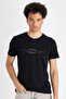 100% Cotton Black Slim Fit Slim Cut Crew Neck Printed Short Sleeve T-Shirt C2076Ax24Sm