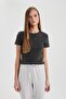 Fitted Crew Neck Short Sleeve Washed Faded Effect T-Shirt C3082Ax24Sm - 3