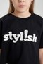 Crew Neck Printed Crop Short Sleeve T-Shirt Girls B7181A824Sm - 4