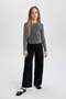 Girls' Crew Neck Ribbed Camisole Long Sleeve T-Shirt C0247A824Sp - 2