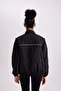 Light Thin Coat with Stand Collar and Detachable Sleeve Detail - Pocketed and Lined B2419Ax24Sp - 8