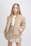 Waterproof College Collar Zippered Double Pocket Seasonal Lightweight Bomber Coat Jacket Girl Child B2296A824Sp - 3