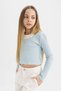 Slim Fit Narrow Cut Crew Neck Ribbed Camisole Long Sleeve T-Shirt Girls B7388A824Sp - 3
