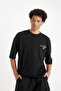 100% Cotton Black Loose Fit Crew Neck Back Printed Short Sleeve T-Shirt B8949Ax24Sm - 4