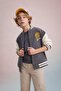 Boys' College Collar Snap Closure Pocket Seasonal Back Printed Bomber Jacket B6419A824Sp - 3