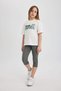 Girls' Relax Fit Crew Neck Printed Short Sleeve T-Shirt B5092A824Sm - 2