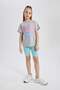 Girls' Crew Neck Printed Short Sleeve T-Shirt B5094A824Sm - 2