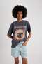 Unisex Ramones Oversize Wide Fit Crew Neck Short Sleeve Washed Faded Effect T-Shirt C3773Ax24 - 6
