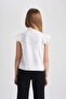 Girl's Poplin Short Sleeve White Shirt B5114a824sm - 7