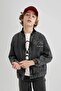 College Collar Zippered Double Pocket Seasonal Lightweight Jean Bomber Jacket for Boys B5500A824Sp - 5