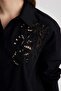 Oversize Wide Fit Hole Poplin Long Sleeve Black Shirt C0061Ax24Sp - 5