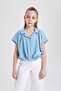 Girl's Crop Cotton Short Sleeve Shirt C1903A824SM - 3