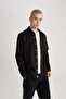 Regular Fit Polo Neck Cotton Long Sleeve Black Shirt B4140Ax24Sp - 4