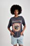 Unisex Ramones Oversize Wide Fit Crew Neck Short Sleeve Washed Faded Effect T-Shirt C3773Ax24 - 8