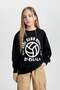 Girl's Oversize Wide Fit Crew Neck Printed Sweatshirt C0249A824Sp - 3