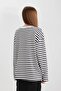 Oversize Wide Fit Crew Neck Striped Thick Long Sleeve T-Shirt C4569Ax24Sm - 5