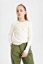 Girl's Slim Fit Slim Fit Crew Neck Ribbed Long Sleeve T-Shirt B7452A824Sp