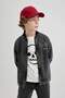 College Collar Zippered Double Pocket Seasonal Lightweight Jean Bomber Jacket for Boys B5500A824Sp - 6