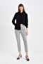 Sigaret Satin Trousers Basic Normal Waist Elastic Waistband J8741Az24Sm