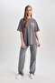 Nirvana Oversize Wide Fit Crew Neck Short Sleeve Washed Faded Effect T-Shirt C3767Ax24Sm - 8