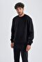 Regular Fit Crew Neck Basic Plain Plush Sweatshirt A6818Ax23Wn - 4