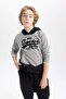 Boy's Printed Hooded Thick Sweatshirt B9001A823Cw