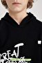 Boy's Oversized Wide Fit Hooded Printed Sweatshirt C0357A823Cw - 8