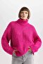 Oversized Wide Fit Turtleneck Shiny Fabric Sweater B7609Ax23Wn - 7