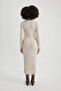 Bodycon Body-Hugging Basic Plain Half Turtleneck Thick Ribbed Knit Long Sleeve Maxi Dress B8602Ax23Wn - 8