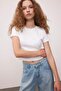 Fitted Rib Knit Basic Plain Short Sleeve T-Shirt T9631Az24Sm - 4