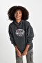 Oversized Wide Fit Back Printed Hooded Light Wash Effect Thick Sweatshirt B7282Ax23Wn - 4