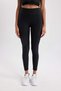 Defactofit Black High Waist Waist Hugging Stretchy Skuba Diver Fabric Sports Leggings B0958Ax23Wn - 4
