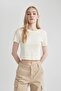 Fitted Rib Knit Basic Plain Short Sleeve T-Shirt T9631Az24Sm - 8