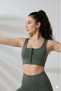 Khaki Padded Zippered Sports Bustier - Sports Bra / Cropped Supportive Sports Bra - 3