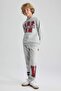 Boy's Hooded Printed Thick Sweatshirt B2054A823Wn - 2