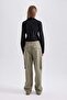 Gabardine Pants Straight Fit Standard Size High Waist Cargo Pocket B0625Ax23Au - 7