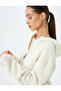 Plush Sweatshirt Hooded Half Zipper Pocket Detailed