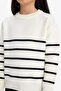 Crew Neck Striped Knitwear Sweater Girls Z0194A623Au - 4